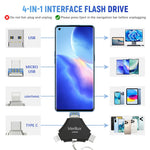 Verilux Pendrive 128 GB for iPhone and Android with 4 in 1 Ports and Metal Keychain Design