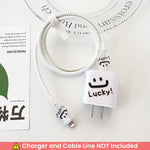Verilux Charger Protectors for iPhone 15 and 14 featuring TPU Covers and Spring Coil Sleeve | Cute Smile Design