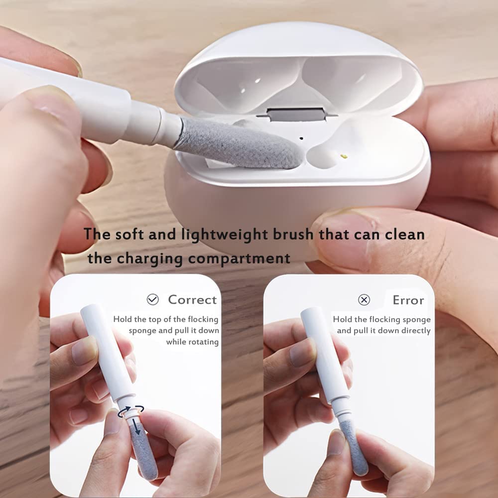 Zeitel® Cleaning Pen for Airpods Pro MI Earbuds, Earphone Cleaning Brush Set Multi-Function Cleaner Kit Soft Brush for Bluetooth Earphones Case Cleaning Tools Bluetooth Earbuds Cleaning Pen