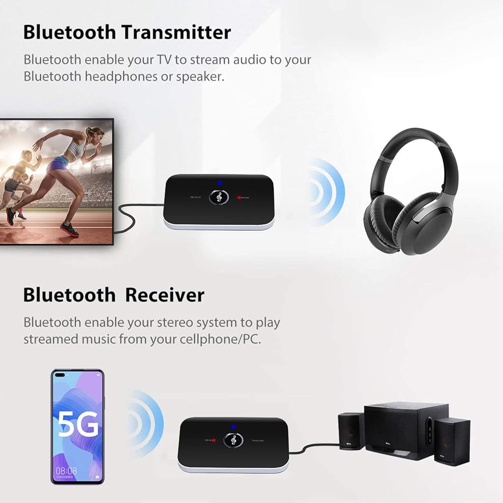 ZORBES® Bluetooth 5.0 Transmitter & Receiver for TV, Home Theatre, Car, Music System