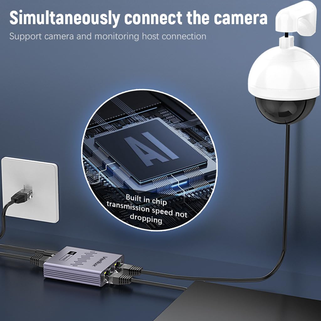 Verilux Ethernet Splitter for Dual Device Connectivity with USB C Power and 1000Mbps Speed