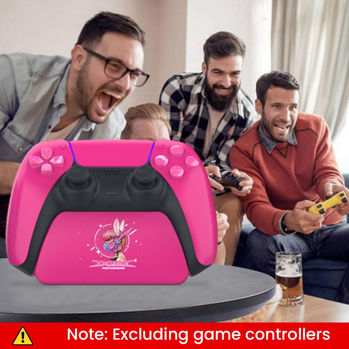 ZORBES® Pink Controller Display Stand Anti-Slip ABS Controller Holder for PS5 Desk PS5 Controller Holder with Decorative Cartoon Sticker PS5 Accessory