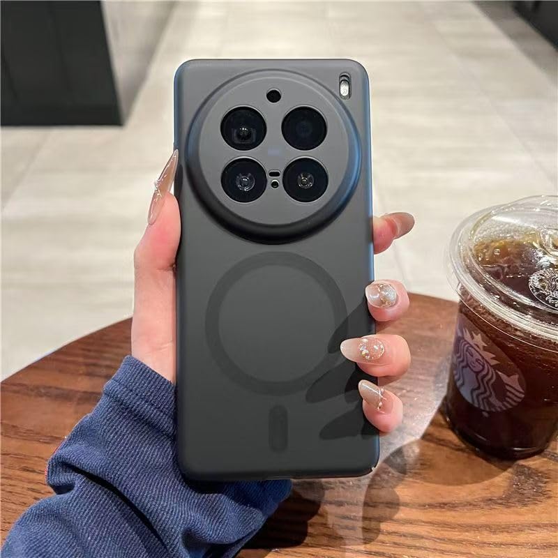 ZORBES® Compatible with Vivo x300, Fashion Matte PC Phone Case, Anti-Scratch Phone Case with Camera Lens Protection, Built in Magnetic Ring, Compatible with Wireless Charging Black