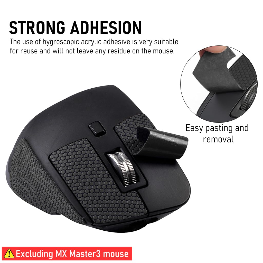 Verilux® Mouse Grip Tape for MX Master 3/3S Mouse Anti Slip, Non Fading Mouse Skin, Sweat Resistant, Easy to Use, Self Adhesive Design, Pre Cut (Mouse is not Included)