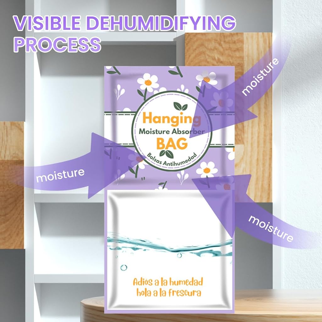 Serplex® 10pcs Moisture Absorber, Hanging Closet Dehumidifier Bags, Humidity Packs, 100g Dehumidifier Bags for Closet, Hanging Humidity Absorber in Wardrobes, Bedrooms, Bathrooms