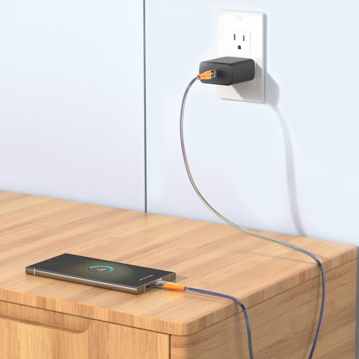 Verilux USB C to USB C Cable 3.9ft 100W PD Fast Charging with LED Display | Braided Nylon