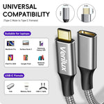 Verilux USB C Extension Cable 0.5M for Charging and 4K Video | PD 100W with Metal Connector