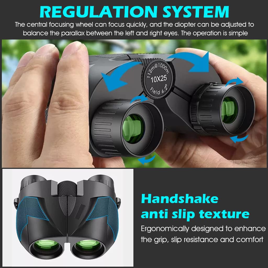 ZORBES® Binoculars for Long Distance, Outdoor HD Binocular with 12X Magnification Clear Vision, Mini Binoculars for Kids Adults Travel, Bird Watching, Football Game, with Storage Bag & Strap