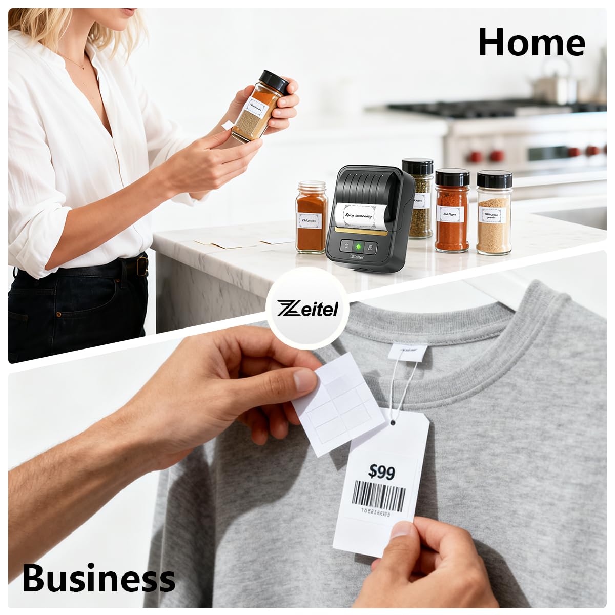 Zeitel® 40mm/s Faster Bluetooth Wireless Thermal Label Printer for Home Office