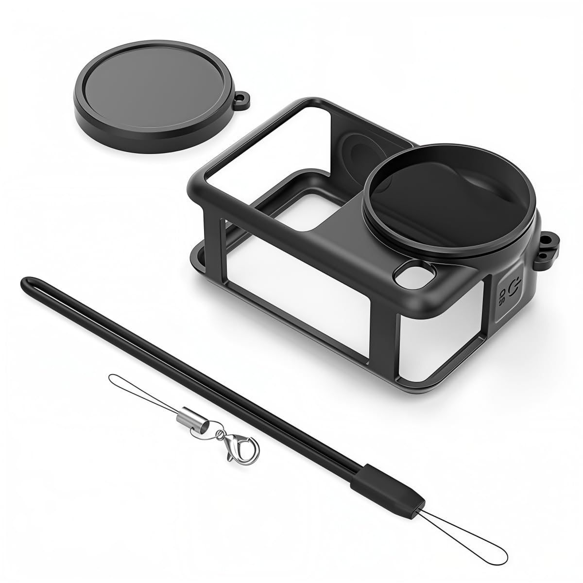 ZORBES® Compatible with D-JI Osmo Action 6, Action Camera Silicone Cover Protective Skin Cover with Detachable Lens Cover, Silicone Wrist Lanyard, Anti-Scratch Action Camera Accessories