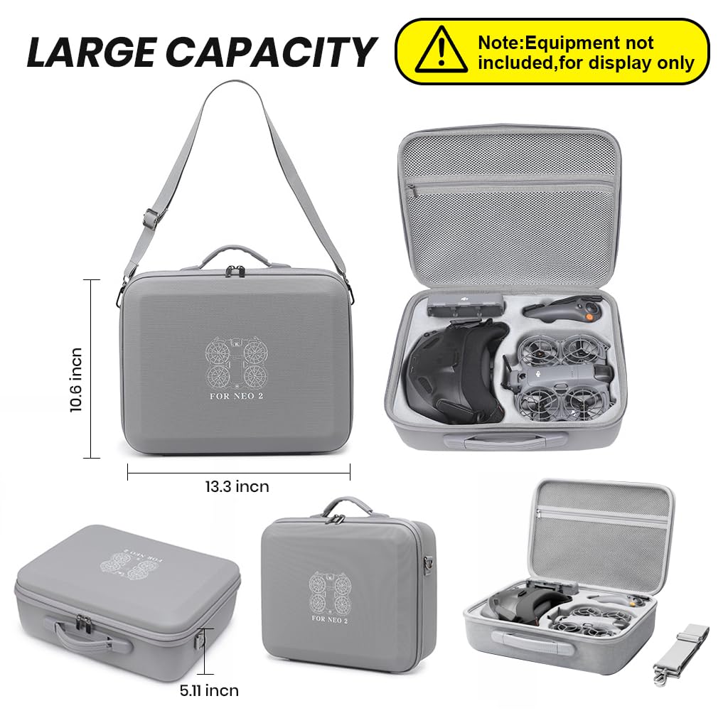 ZORBES® Compatible with Neo 2 Drone, Drone Travel Case Bag Accessories Storage Bag PU Waterprooof Zip -up Carrying Bag with Shoulder Strap Shockproof Custom-fit Storage Bag (Case Only)