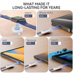 Verilux 3 in 2 PD 60W Type C Cable for Fast Charging featuring Magnetic Wireless Dock | 5.9ft Nylon Braided Design