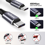 Verilux Type C to Type C Cable for Fast Charging with 6.6ft Length | Nylon Braided 100W