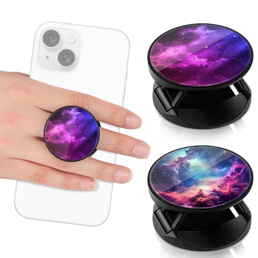 ZORBES® Phone Grip for Phone Case 2 in 1 Folding Phone Grip Phone Stand Dreamy Purple Nebula Fashion Phone Grip 1.57 inches Round Self Adhesive Phone Grip Phone Stand