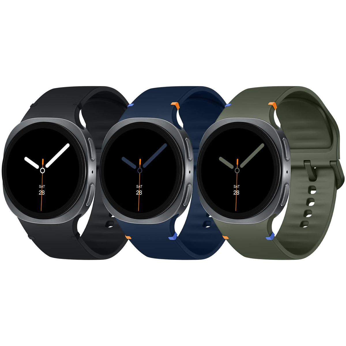 ZORBES® Compatible with Galaxy Watch 8, Waterproof Sport Watch Bands Fashion Men Women Silicone Sport Watch Bands, Lightweight & Waterproof, Classic Pin and Tuck Closure, Pack of 3