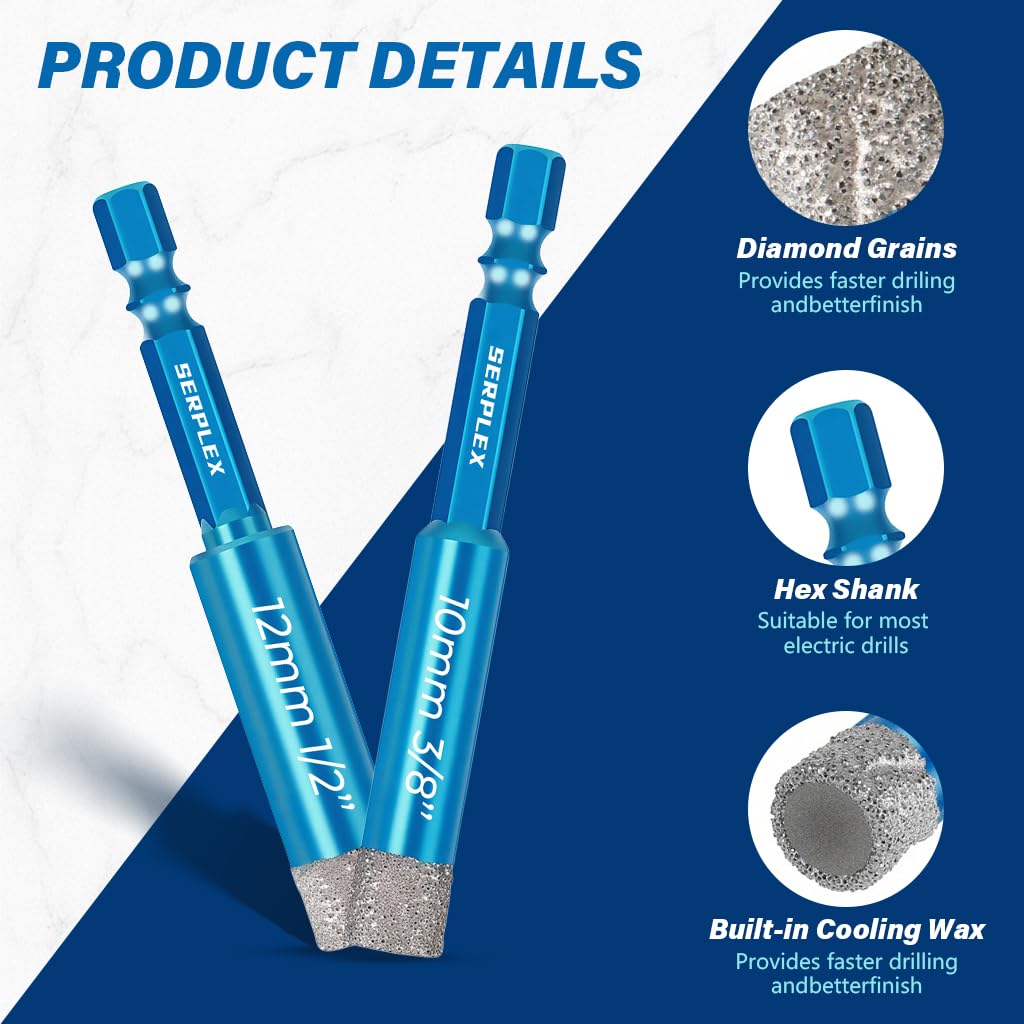 Serplex Drill Bit Set for Tile and Glass