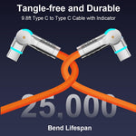 Verilux 9.8ft 240W Type-C Fast Charger Cable | 180-Degree Tangle-Free with LED Light
