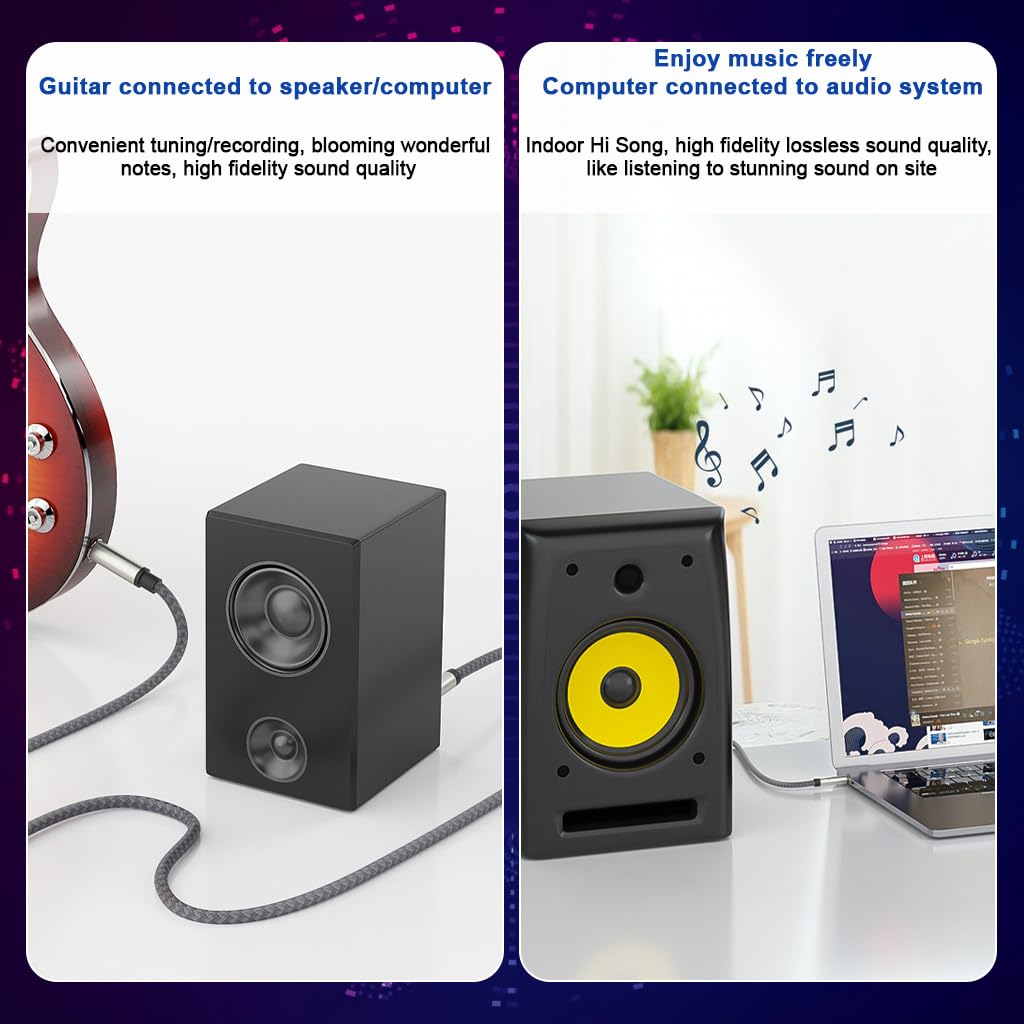 Verilux Aux Cable for Speakers featuring 24K Gold Plated Connectors and 9.8 ft Nylon Braid | TRS Stereo Audio Jack