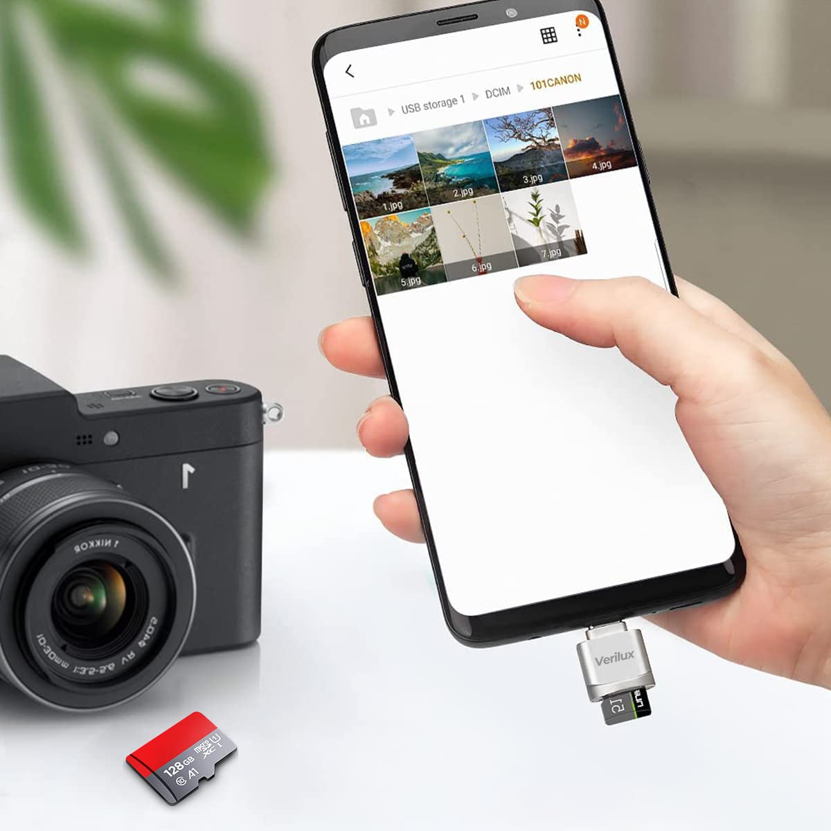 Verilux Micro SD Card Reader for Type C Devices with OTG Support and 480 Mbps Transfer | Silver