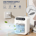 Verilux Portable Table Fan for Bedroom and Office with 500ml Tank and Dual Mist Modes | Low Noise Rechargeable Mini Air Cooler