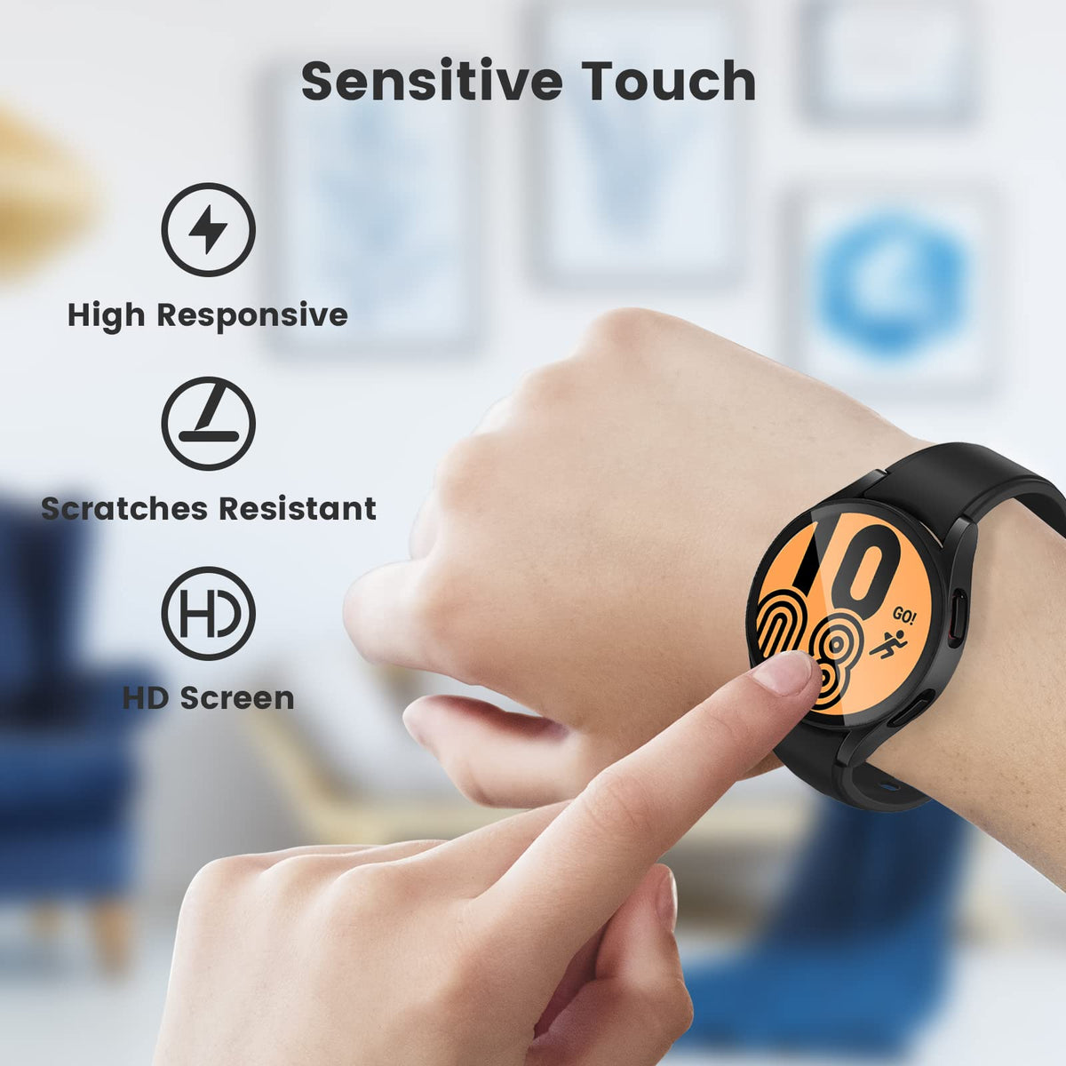 Verilux Screen Guard for Samsung Galaxy Watch 4 40mm with PC Frame and Matte Black Cover