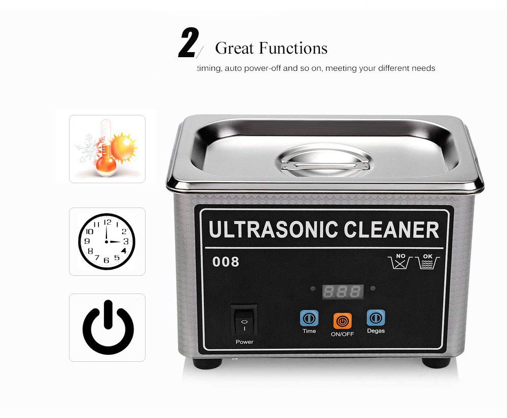 Verilux Ultrasonic Cleaner for Jewelry and Metal Parts with 0.8L Tank & Digital Timer | SUS304 Stainless Steel