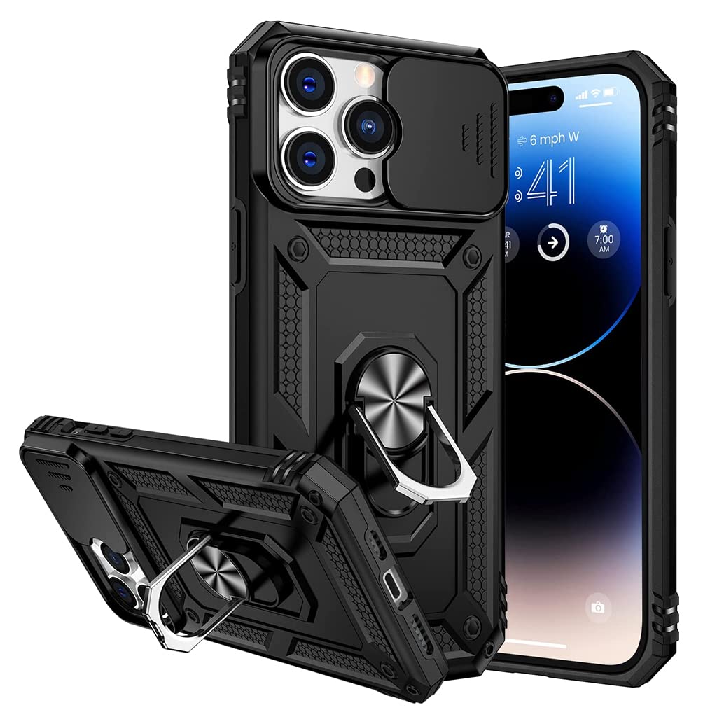 ZORBES® Phone Case With Stand for iPhone 13 Pro, iPhone 13 Pro Cover with Camera Protection, Heavy Duty Shockproof Protective iPhone 13 Pro Case, TPU iPhone 13 Pro Back Cover with Slide Camera Cover