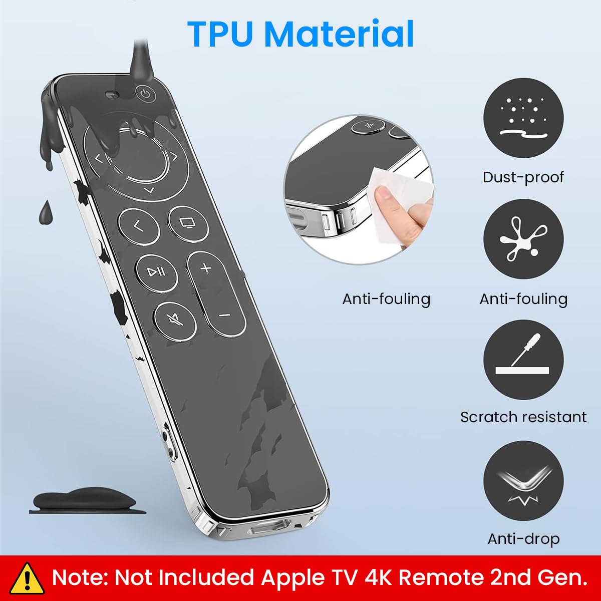 ZORBES® Black TPU Case for Apple TV 4K Remote 2nd Gen. Apple TV 4K Case Remote 2nd Generation, TPU Anti-Scratch Protective Case Cover for Apple TV 4K Remote 2nd Gen