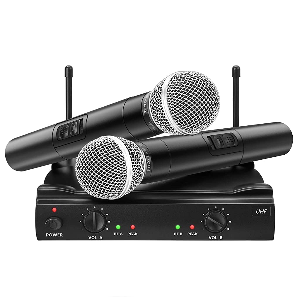 ZORBES® UHF Dual Wireless Microphone System,Dual Channel Dynamic Mics Set,Handheld Wireless Microphone with Professional Karaoke Receiver for Home Party,KTV,Meeting,Wedding,Speech