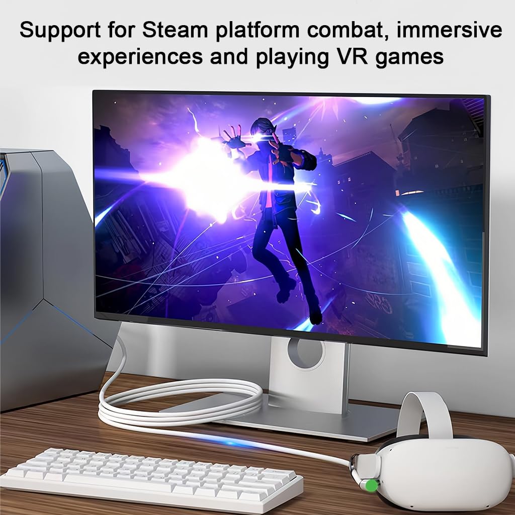 Verilux Link Cable for Meta Quest VR Headsets with 5Gbps Speed and L Shaped Connector | 5M Length