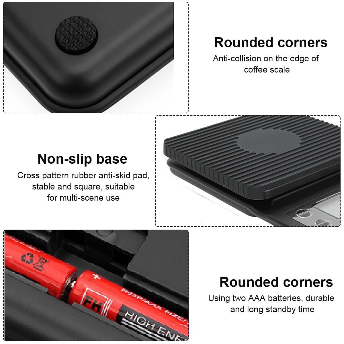 Verilux Digital Kitchen Scale for Coffee and Food with 3kg 0.1g Precision Sensor | Timer Function