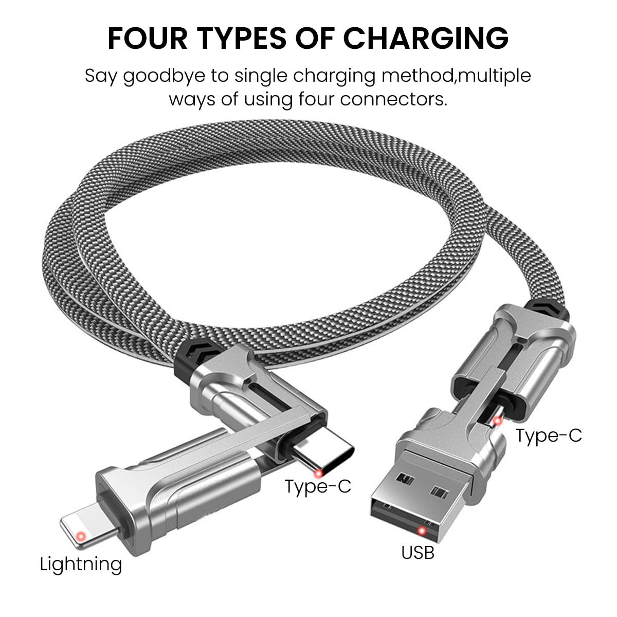 4 in 1 Charging Cable 1.2M (Grey)