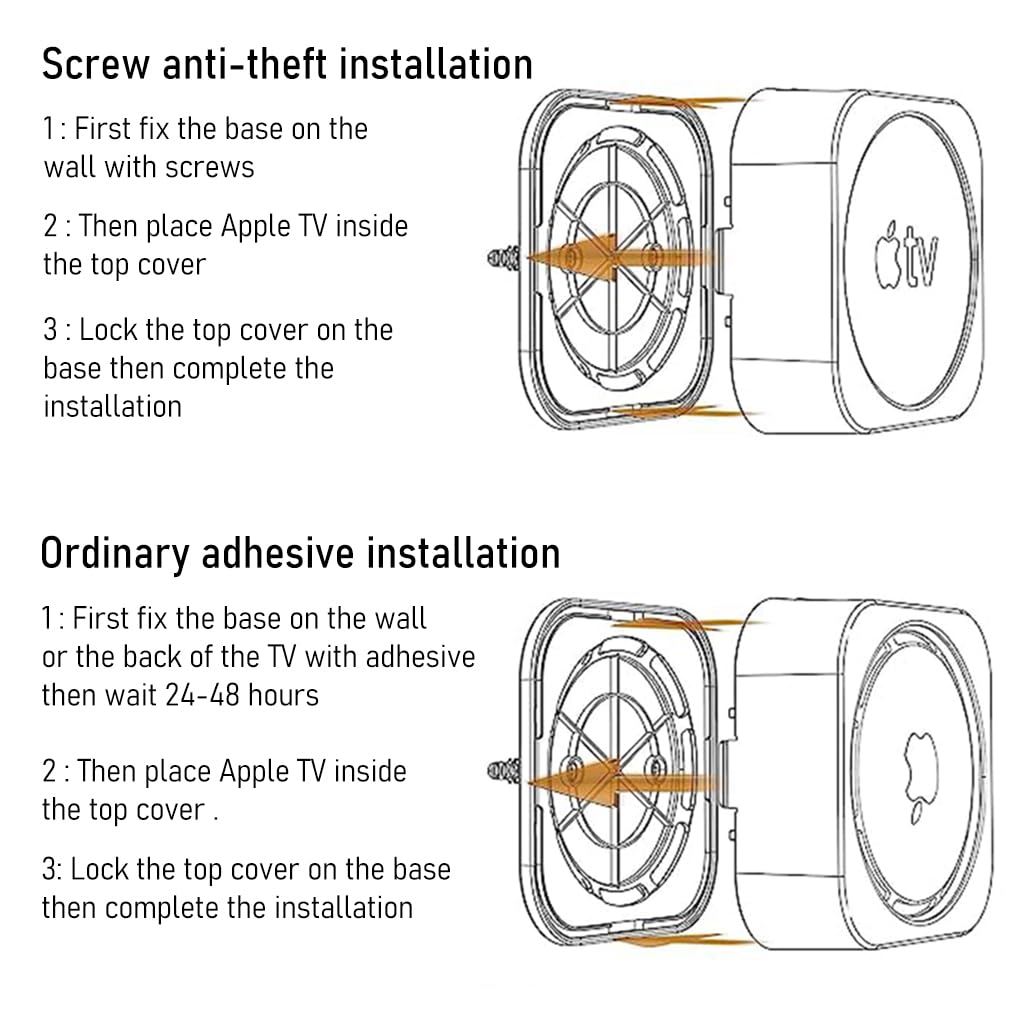 ZORBES® Wall Mount Rack for Apple TV Wall Holder for Apple TV Punch Free Wall Mount Rack for Apple TV 3rd / 4th / 5th Gen and Apple TV 4K/ HD(Including 2022 Models, 2021