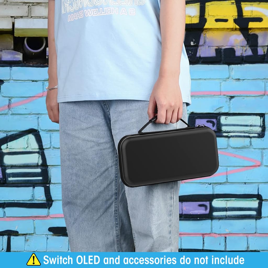 Verilux® Carrying Case for Switch Gamepad, Organizer Bag for Switch/Switch OLED with 8 Games Cartridges Slot 6 Button Cap Screen Protector, Anti-Scratch EVA Storage Bag for Switch