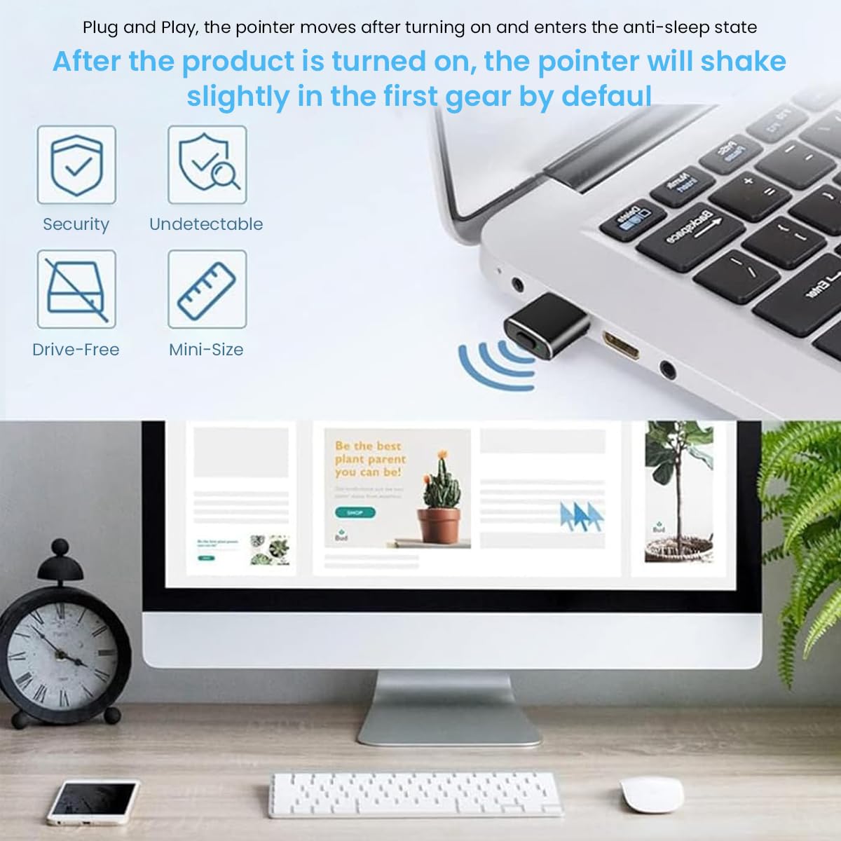 Verilux Mouse Jiggler with 3 Jiggle Modes for Telecommuting | Undetectable USB C Device