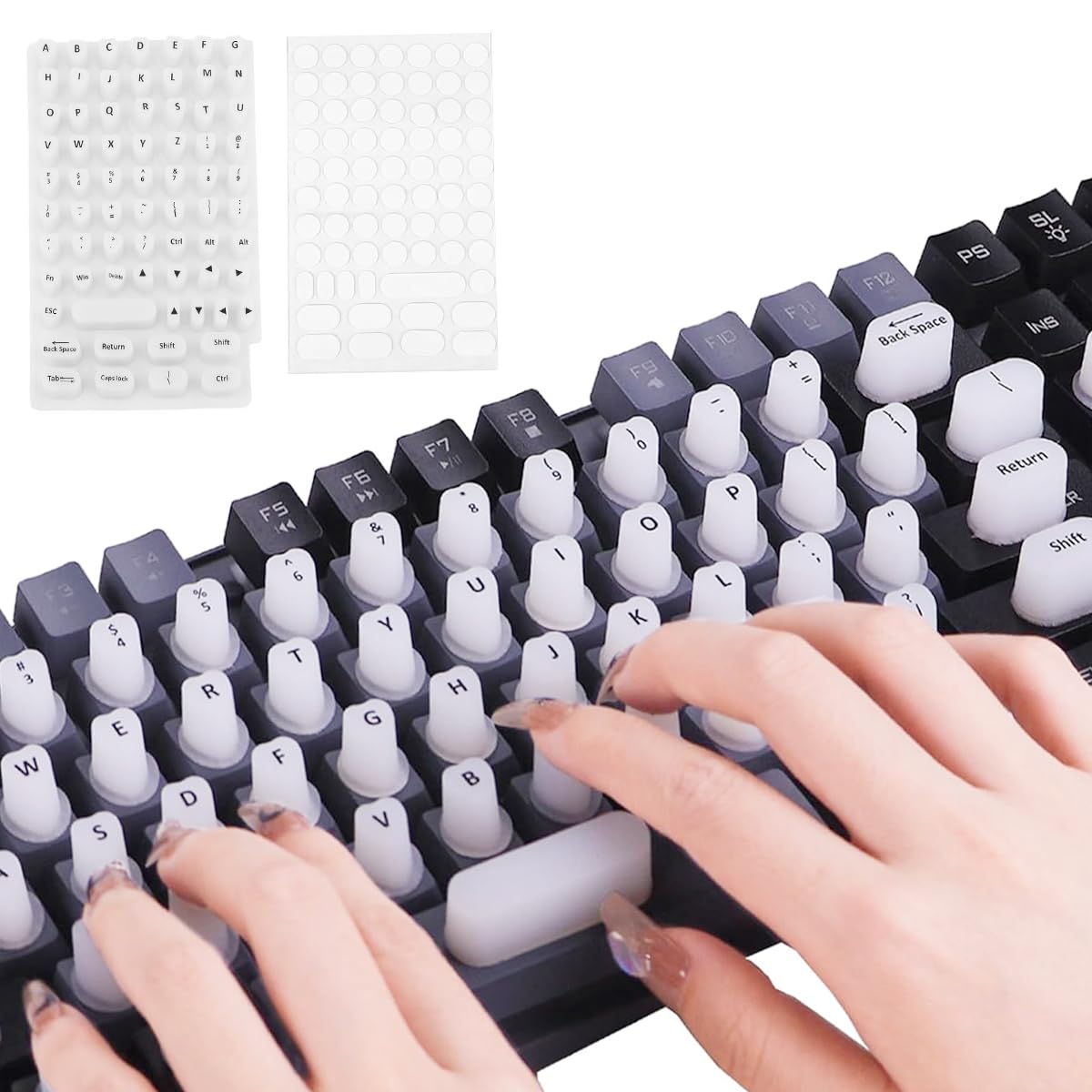 ZORBES Raised Key Stickers for Long Nails
