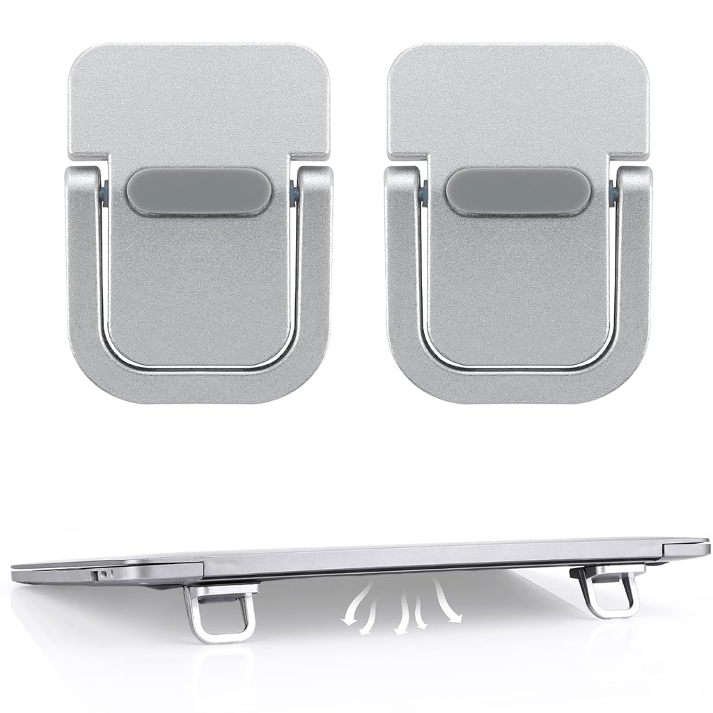 ZORBES® 2PCS Foldable Laptop Feet with Anti-slip Silicone-Silver