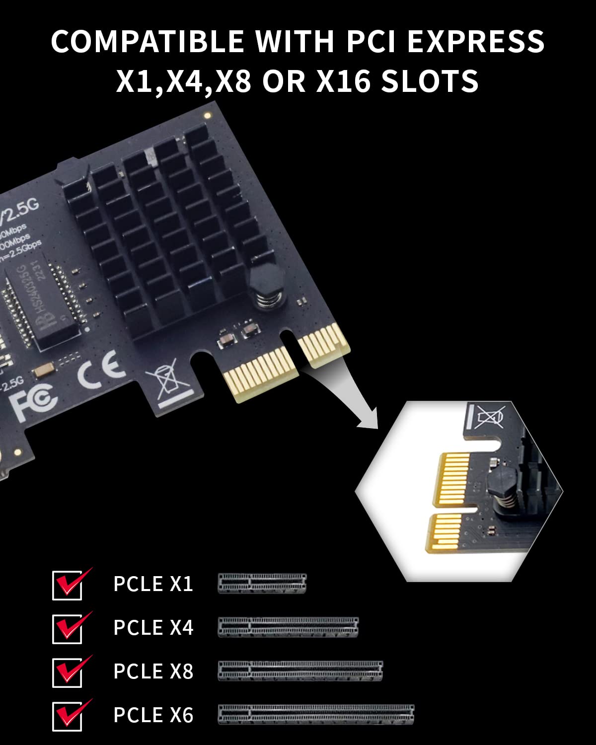Verilux 2.5GBase T PCIe Network Adapter for Windows Linux and Mac featuring RJ45 Port | Supports 10 100 1000 2.5Gbps Full Duplex Flow Control