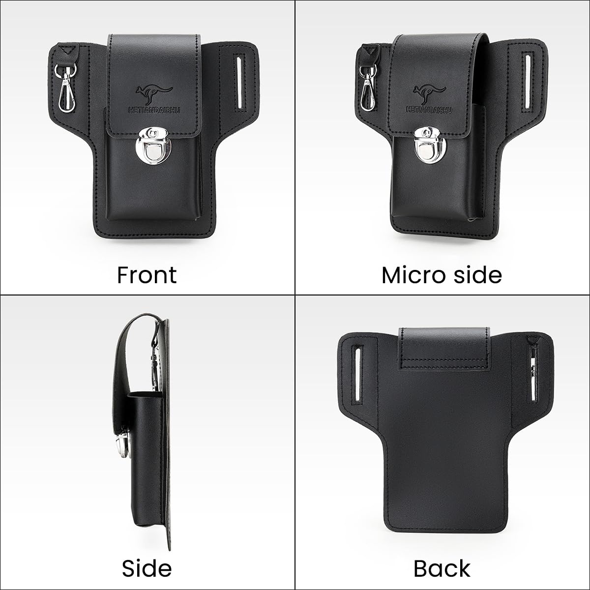 ZORBES® Leather Holster for Belt Cigarette Box Holder Phone Holster Belt Attachment Holster Holster Leather Holster for Belt for Phone, Cigarette Box, Keys, Cards Compatible with 7'' Phone