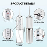 Verilux Cordless Flosser for Oral Care with 220ml Detachable Tank & 360° Rotatable Nozzle | Rechargeable 1200mAh Teeth Cleaner