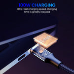 Verilux USB C Cable for Fast Charging 100W 10ft with E Marker Chip | 10Gbps Data Transfer