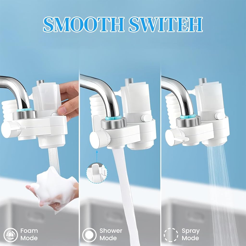 Serplex® Dual Sprayer Head Sink Faucet Extender with Refillable Soap Dispenser, Soap Mixing Mode, 360° Flexible Kitchen Sink Faucet Extender, Auto Soap Mixing Design for Kitchen Cleaning Tasks