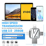 Verilux Pendrive 256GB for iPhone and Android featuring 4 in 1 USB3.0 Type C Design | Metal Body