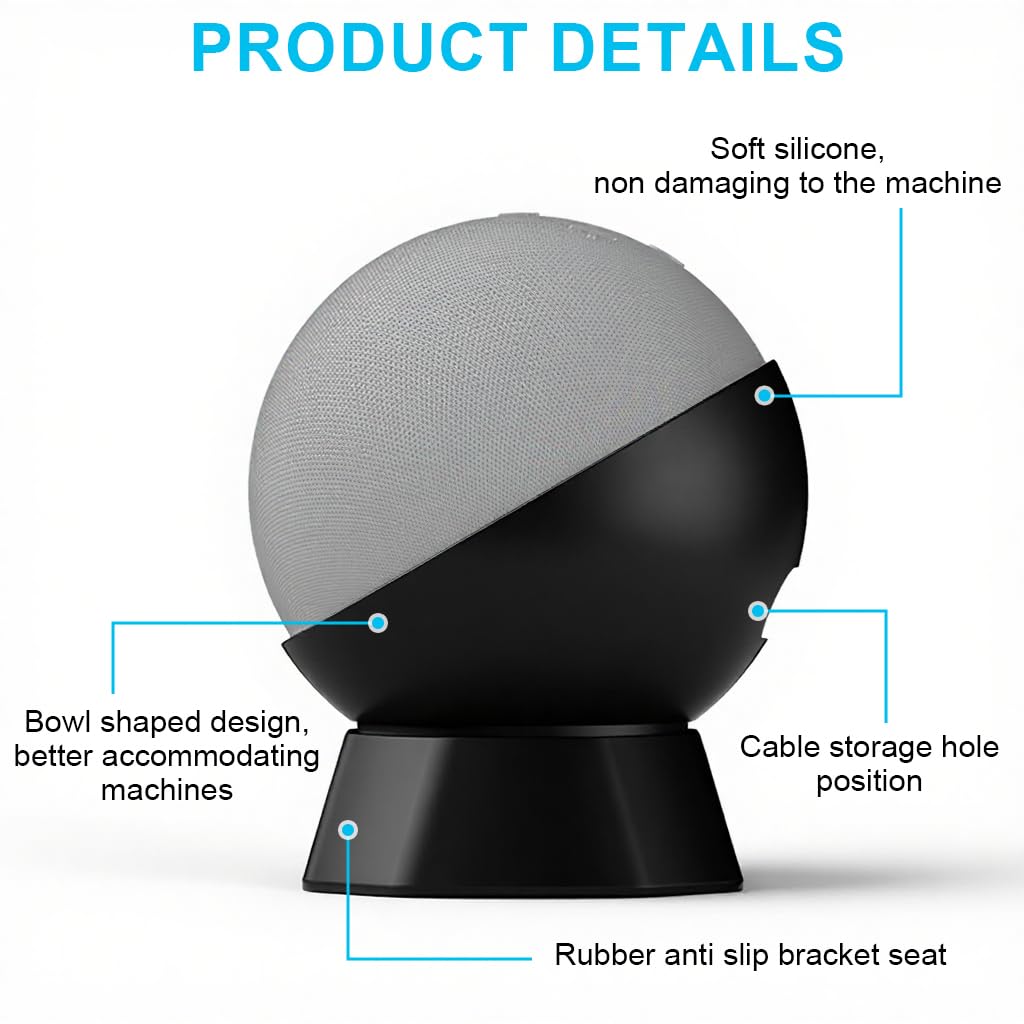 ZORBES Speaker Desk Holder for Amazon Echo Dot 4th and 5th Gen with Bowl Shape Design | Cable Slot and Elevated Placement