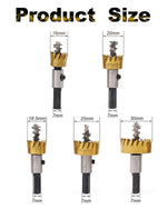 Verilux® Gold 5 Pcs Stainless Steel,Metal Alloy High Speed Hole Saw Drilling Tools Bit Set for Metal Sheet, Wood Piece, Plastic 16mm, 18mm, 20mm, 25mm, 30mm
