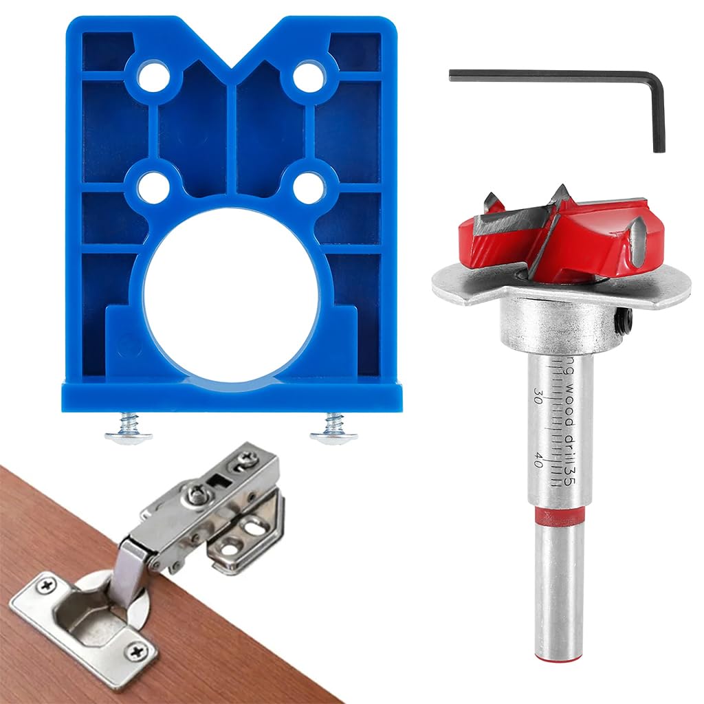 Serplex® 35mm Hinge Hole Drilling Guide Locator Hinge Drilling Jig Hinges 35mm Hinge Jig Drill Guide Set with Locator Plate Adjustable Cabinet Hinge Opener for Cabinet Hinge Wood Furniture Door Hinge