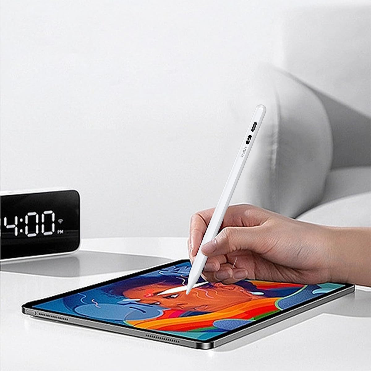 Verilux Stylus Pen for iPad 2018 and Later with LCD Power Display & Palm Rejection | Tilt Sensitivity