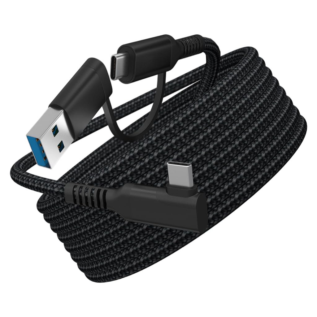 Verilux VR Headsets for Mobile Link Cable featuring 16.8ft length and right angle Type C connector | nylon braided design for smooth PC gaming