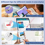 ZORBES® 2PCS 3 in 1 Stylus Pens for Touch Screens with 8Pcs Replacement Rubber Tips & 2 Disc Tips, High Sensitivity & Precision Capacitive Stylus Pencil for Apple iPad iPhone Tablets