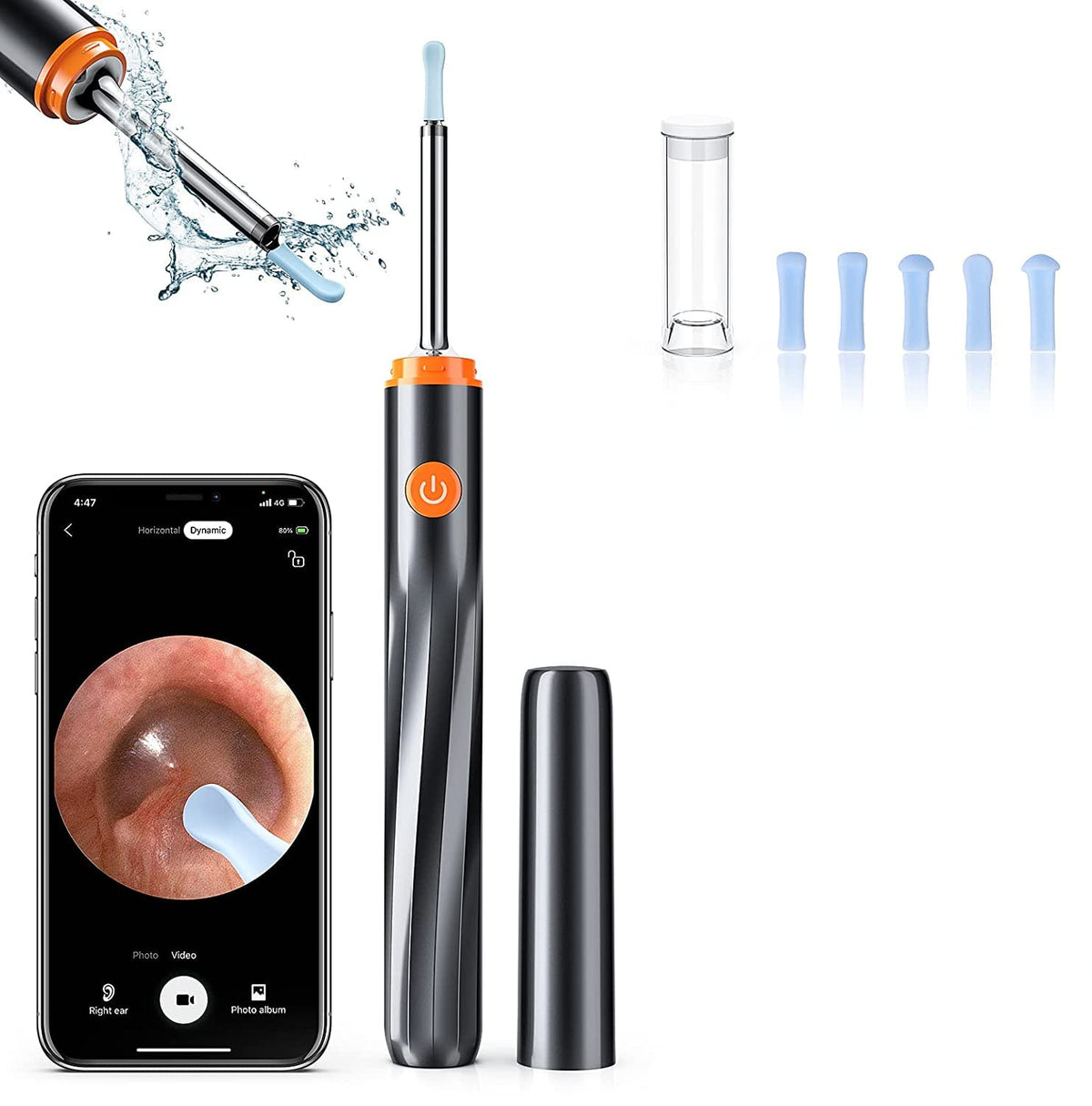 Verilux Ear Wax Remover Tool Kit Camera 6-Axis Gyroscope Ear Cleaner Tool with 6 Ear Spoons & 1 Acne Pin Ear Wax Cleaner Machine 1080P 4mm Otoscope Lens Ear Camera